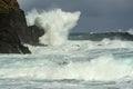 Huge waves crashing on the rocks Royalty Free Stock Photo